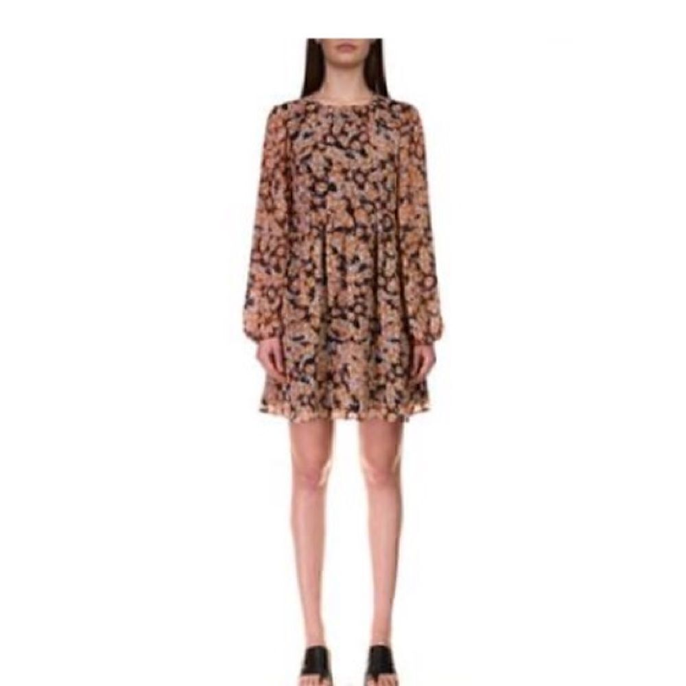 Sanctuary Floral Long Sleeve Babydoll Dress Women's Small Bronze Multi Color M - Picture 6 of 10